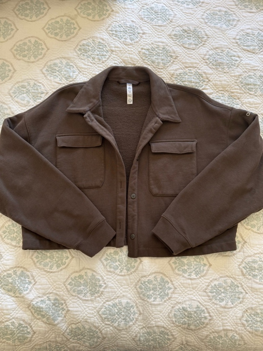 ALO Renowned Cropped Brown Sweatshirt Jacket